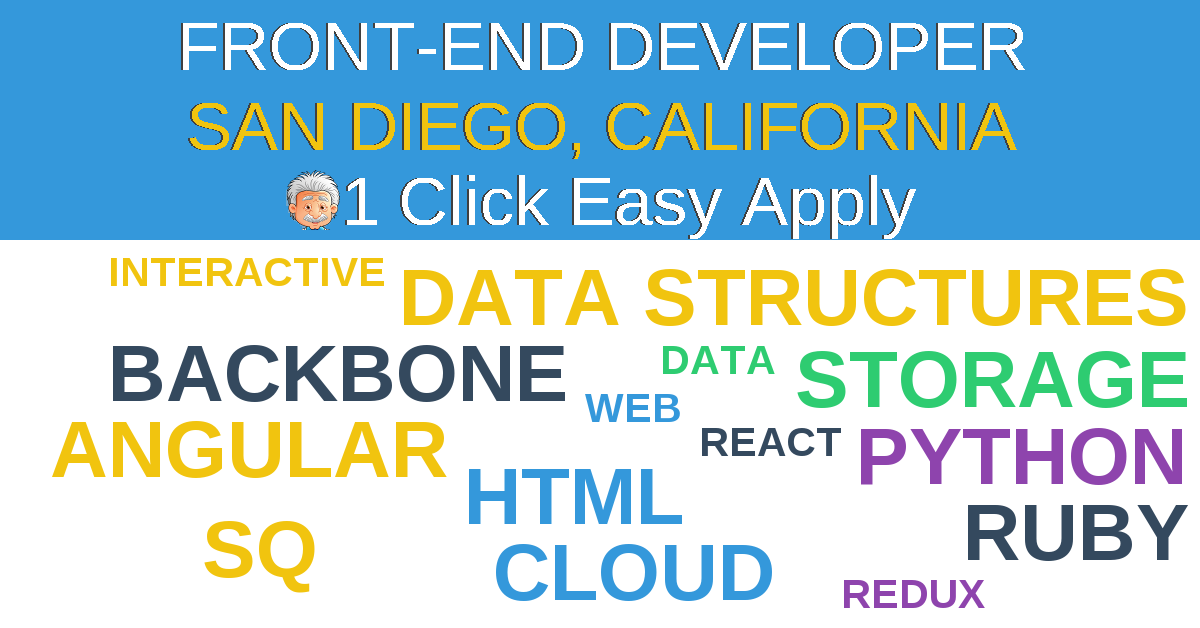 1 Click Easy Apply to FRONT-END DEVELOPER Job Opening in SAN DIEGO, California