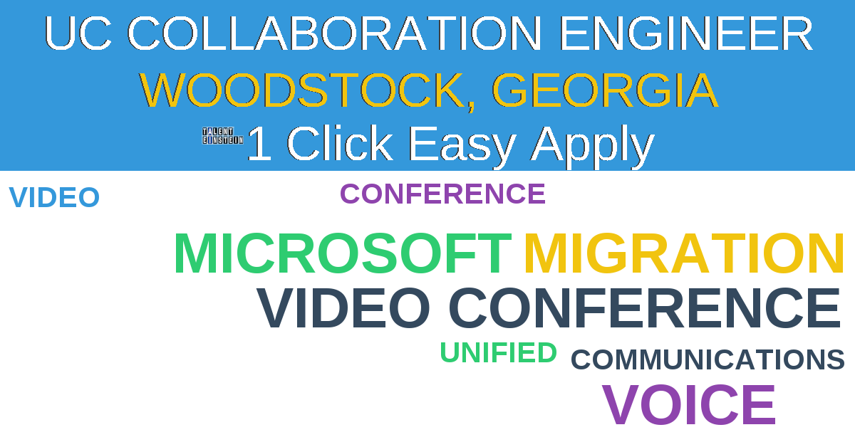1 Click Easy Apply to UC Collaboration Engineer Job Opening in Woodstock, Georgia