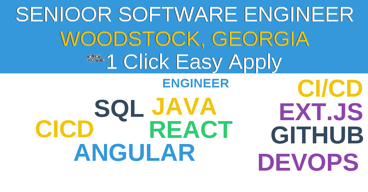 1 Click Easy Apply to Senior software engineer Job Opening in Woodstock, Georgia
