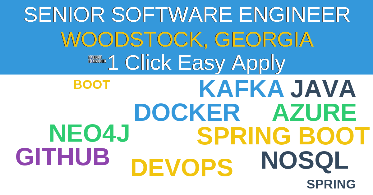 1 Click Easy Apply to Senior Software Engineer Job Opening in Woodstock, Georgia