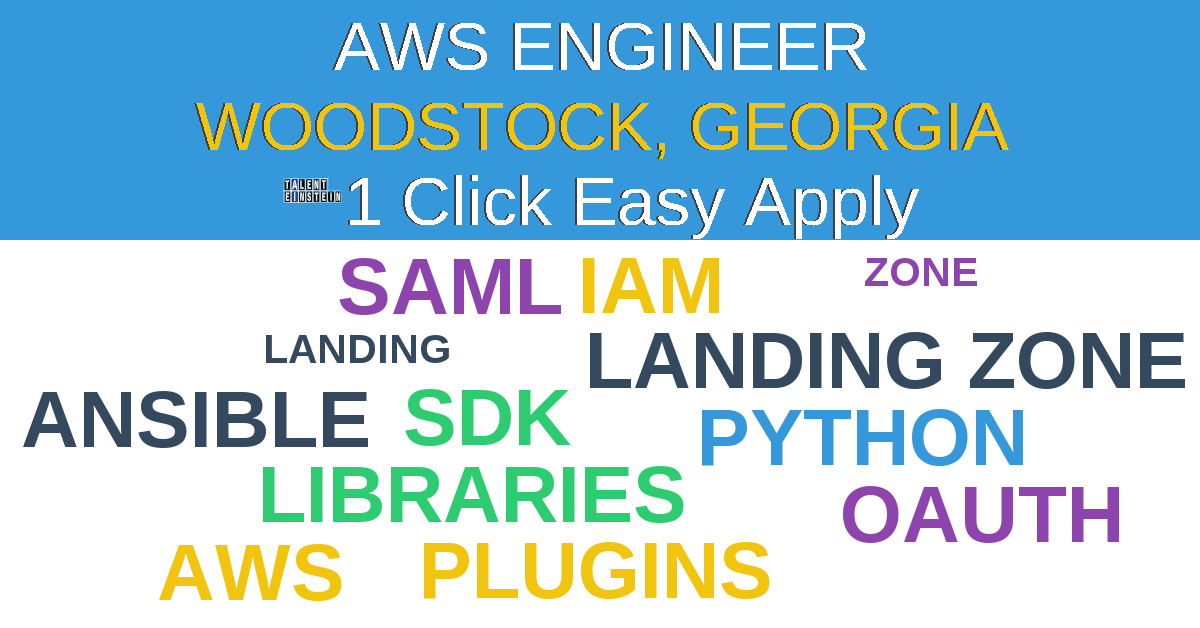 1 Click Easy Apply to AWS Engineer Job Opening in Woodstock, Georgia